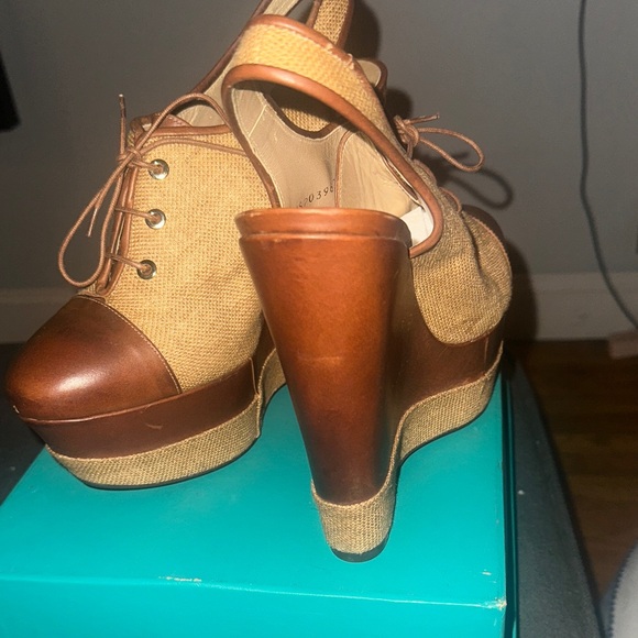 Stuart Weitzman Brown and Tan Wedge Shoes - Picture 3 of 3